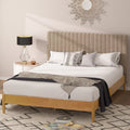 Queen Wood Platform Bed Frame with Upholstered Headboard V296363