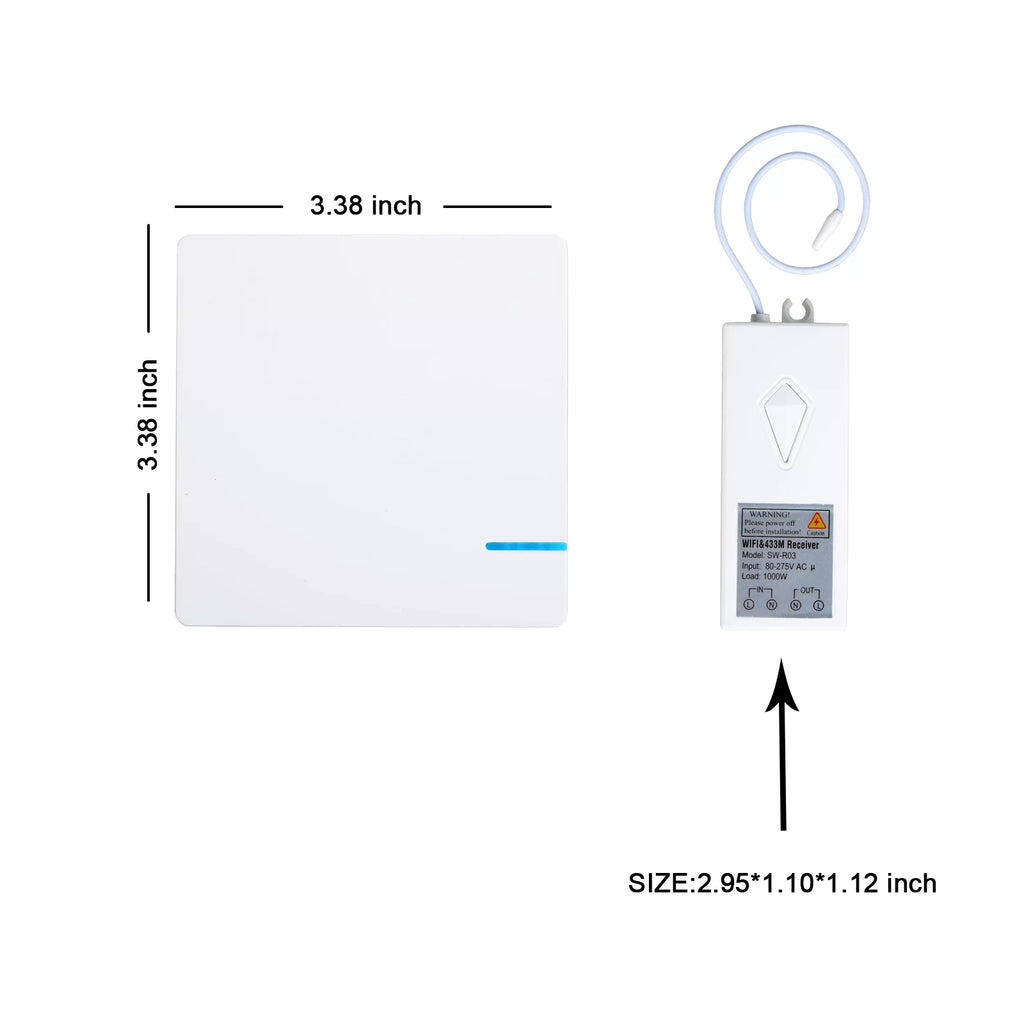 Smart Light Switch WiFi Wall Wireless 1-gang Switch with 2x WIFI Receiver G57488