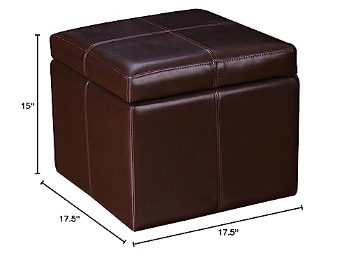 Reddish Brown Faux Leather Storage Ottoman Cube Bench S119114