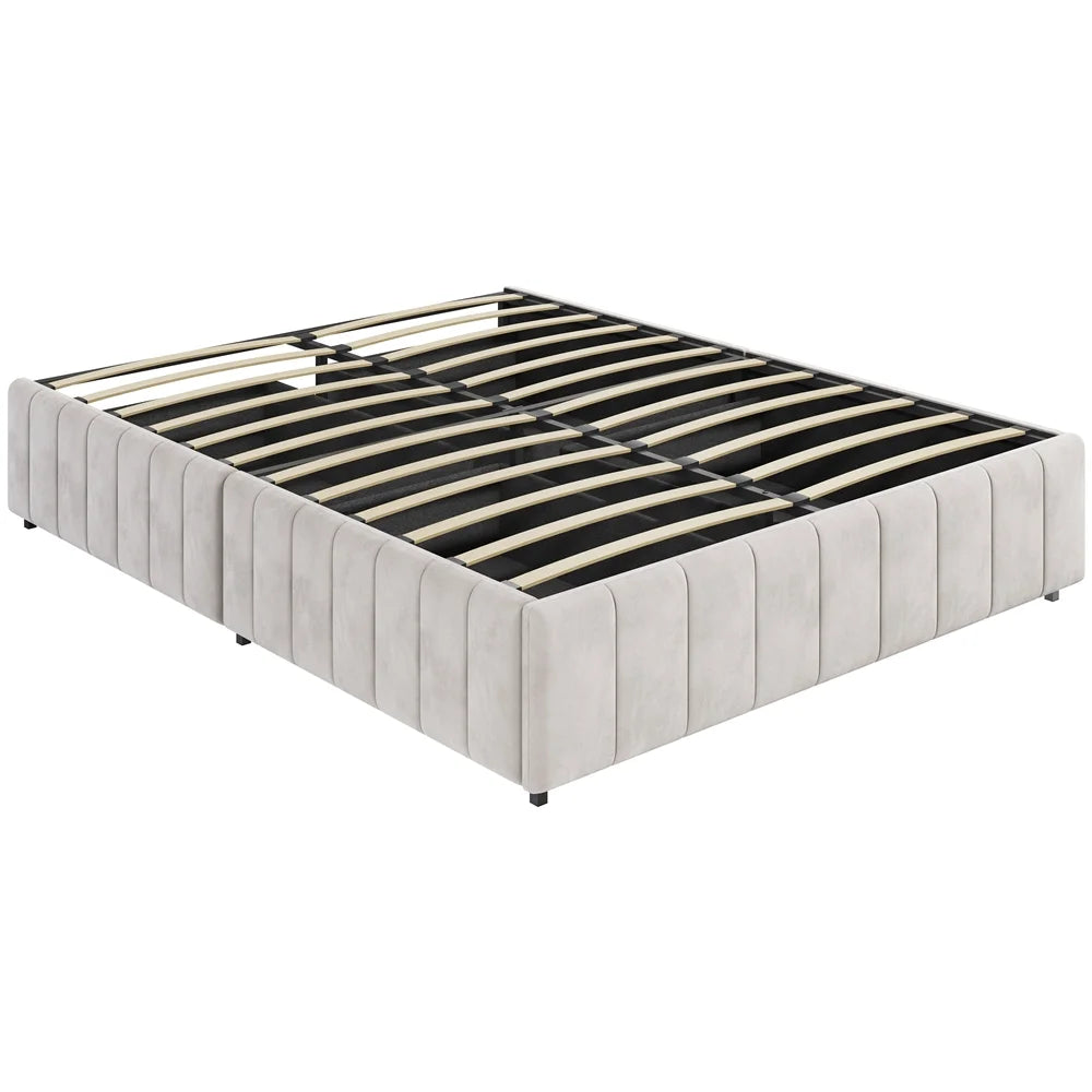 Beige Upholstered Storage Bed with 4 Drawers B824