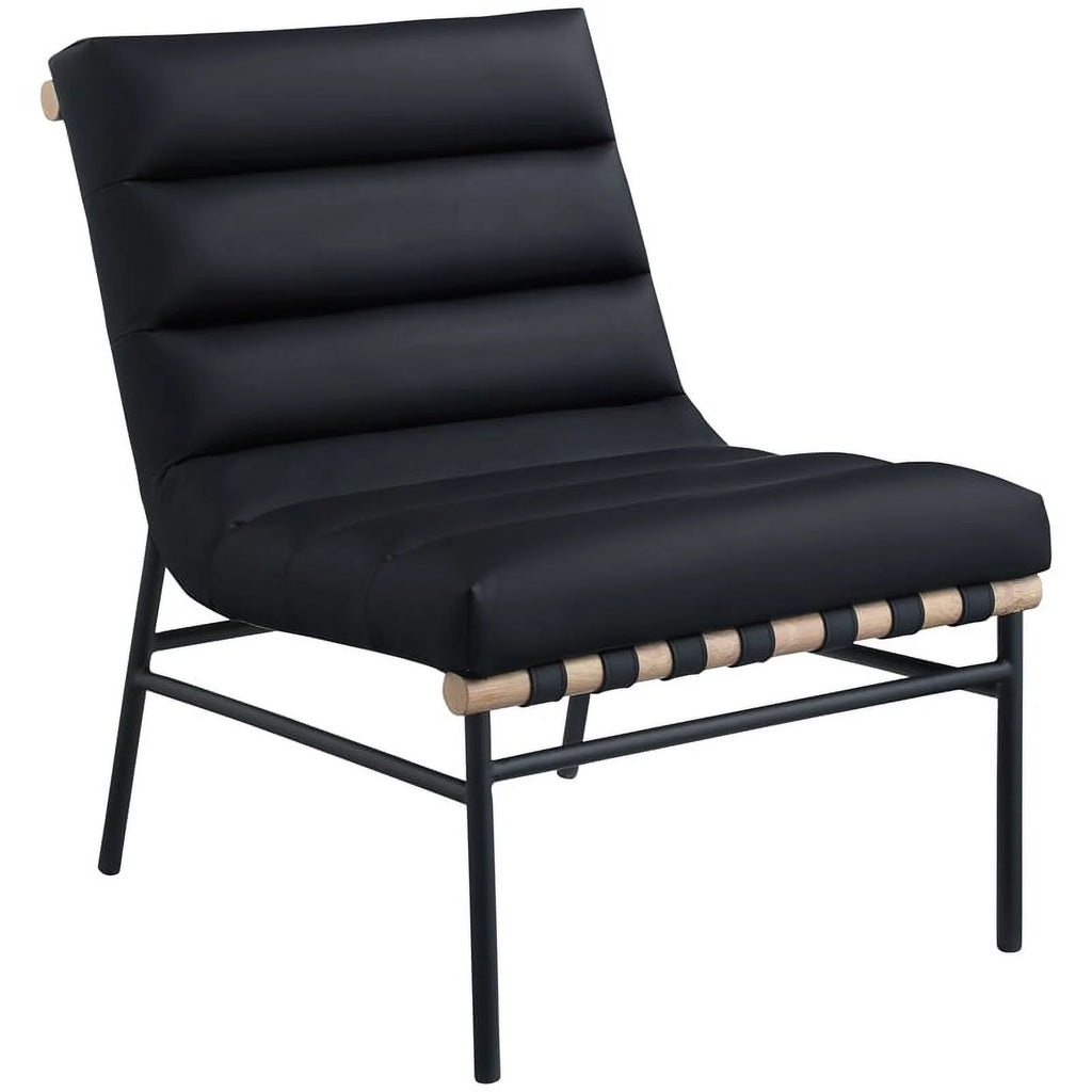 Black Vegan Leather Accent Chair J84834