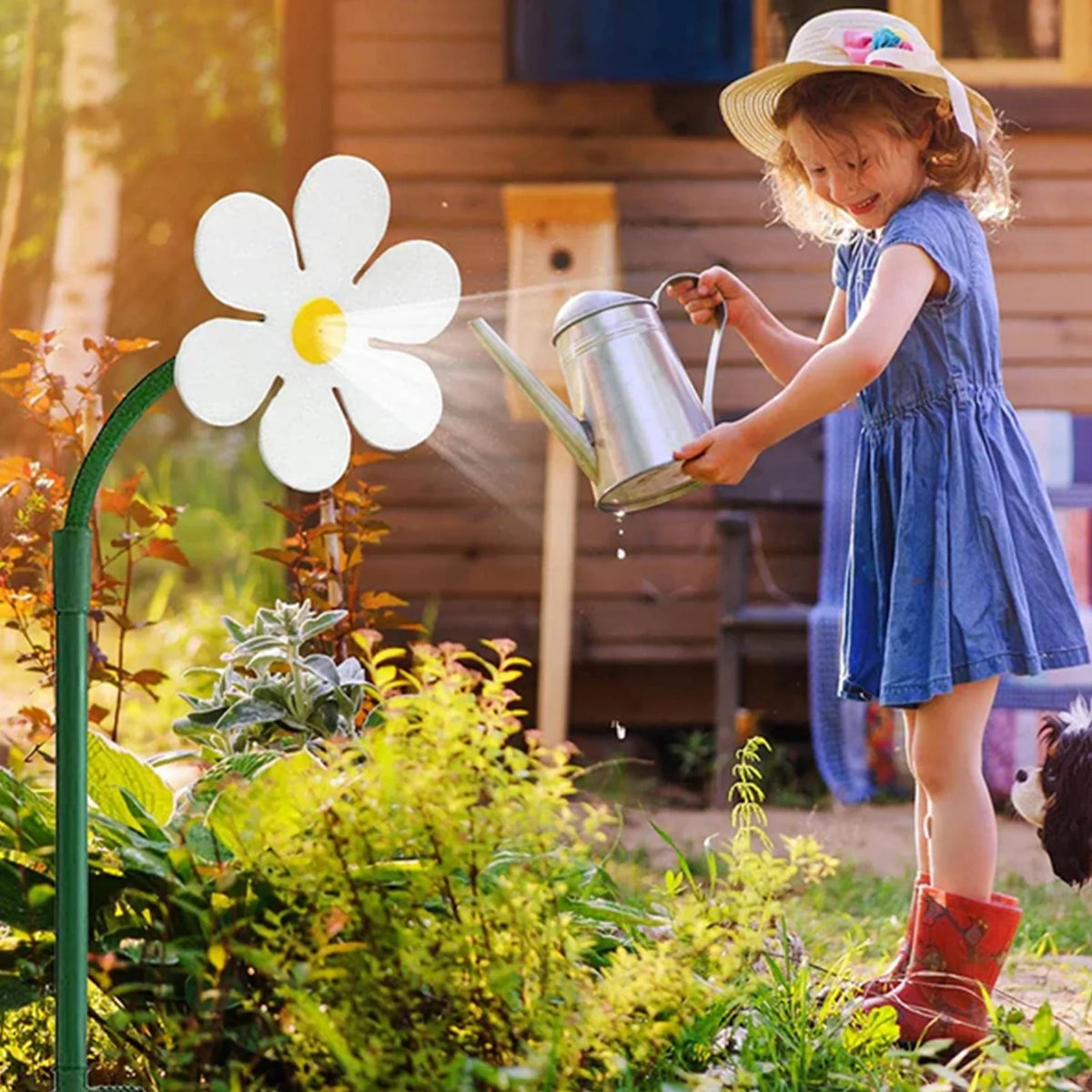White Flower Shaped Dancing Sprinklers Lawn Watering with 2pcs Adapter O170