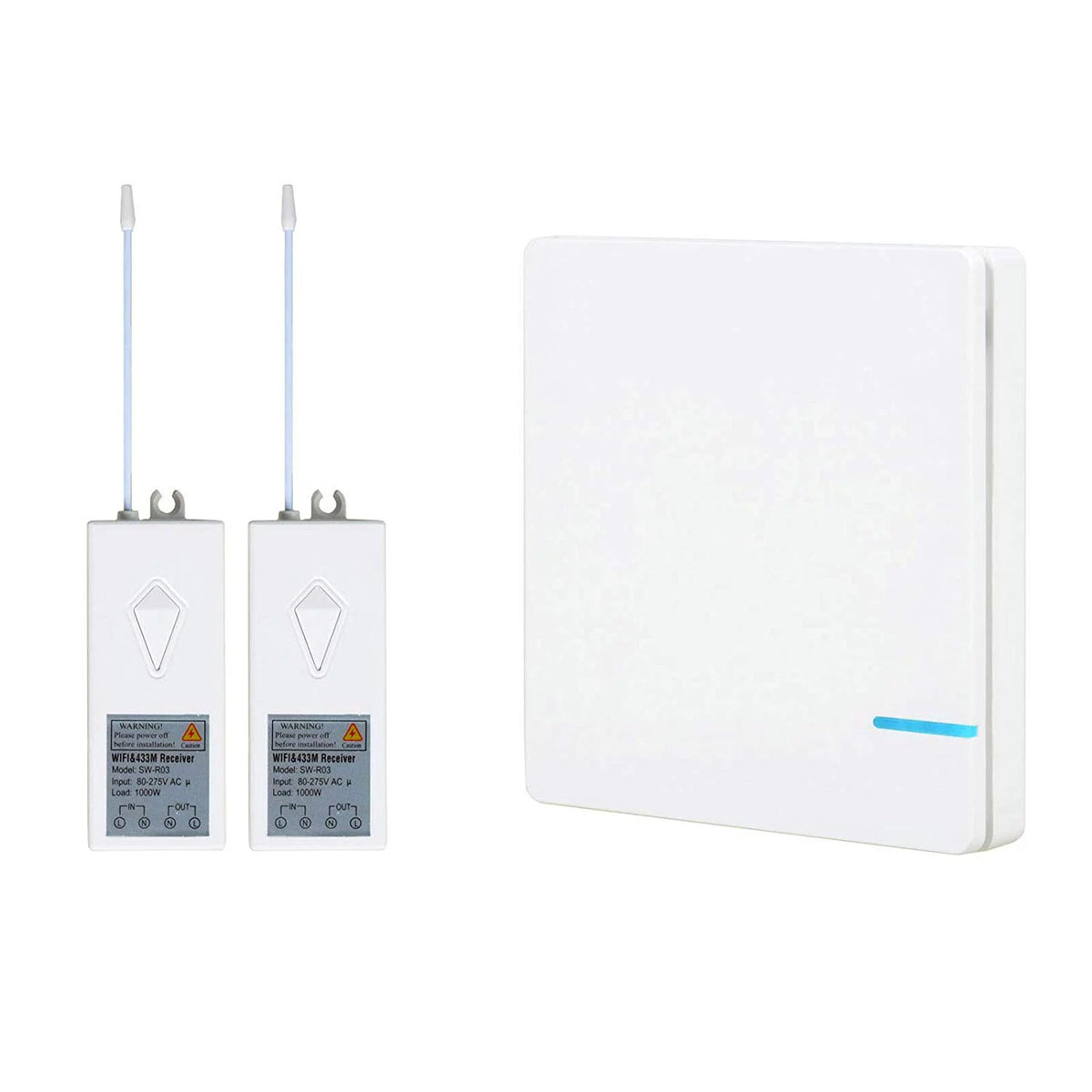Smart Light Switch WiFi Wall Wireless 1-gang Switch with 2x WIFI Receiver G57488