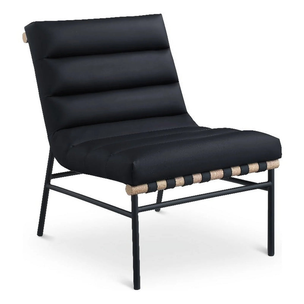 Black Vegan Leather Accent Chair J84834