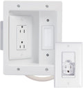 White Recessed In Wall TV Power & Cable Management Kit E3973