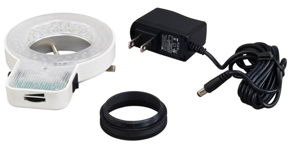 Trinocular Zoom Stereo Microscope with 0.5X Auxiliary Lens and 56 LED Ring Light B6794