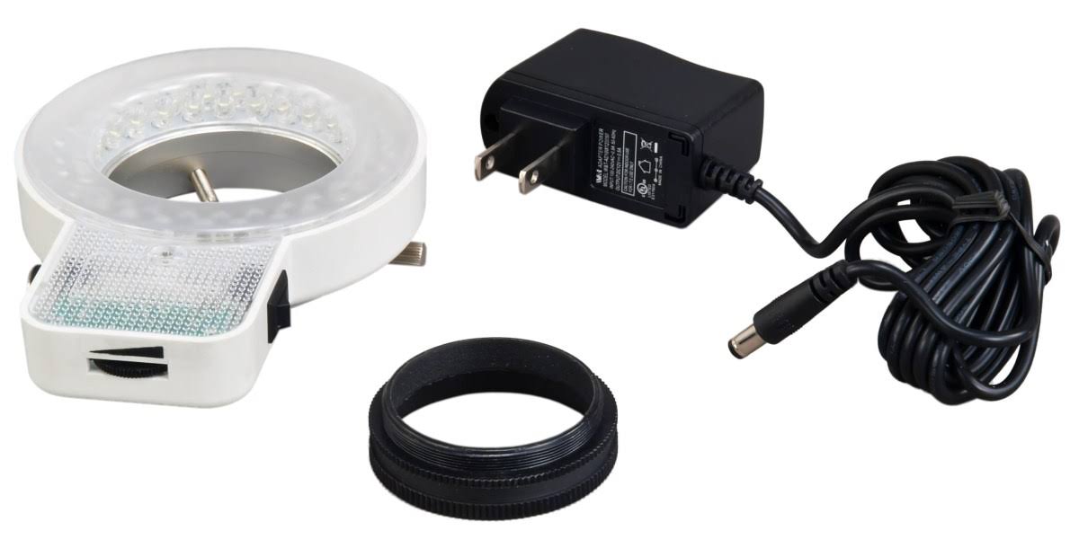Trinocular Zoom Stereo Microscope with 0.5X Auxiliary Lens and 56 LED Ring Light B6794
