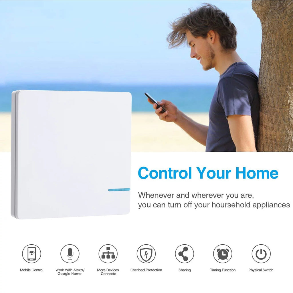 Smart Light Switch WiFi Wall Wireless 1-gang Switch with 2x WIFI Receiver G57488