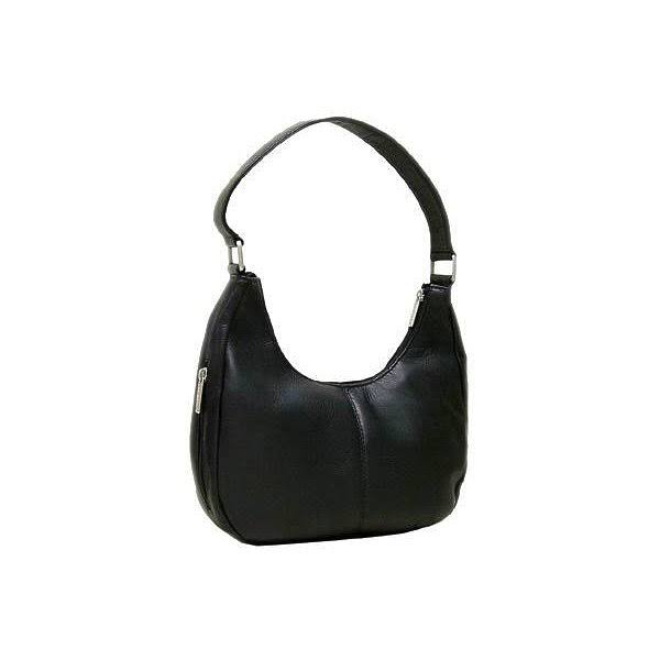 Black Leather Single Handle Side Zip Hobo K873819