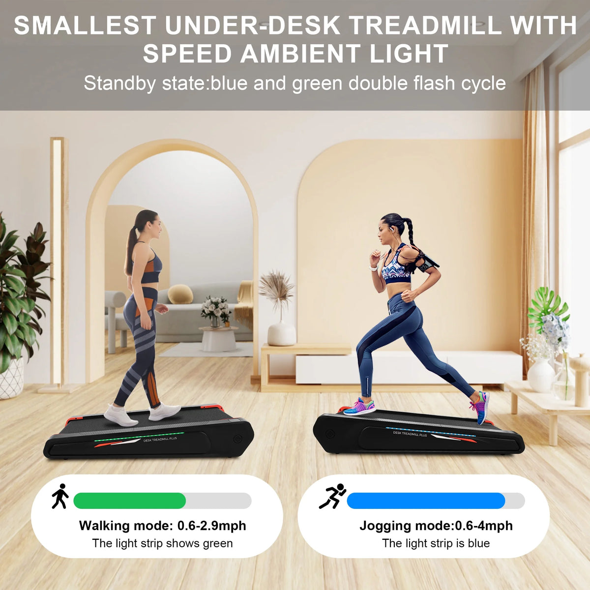 Walking Pad Treadmill with 5% Incline, 2.5HP, Black & Red R993