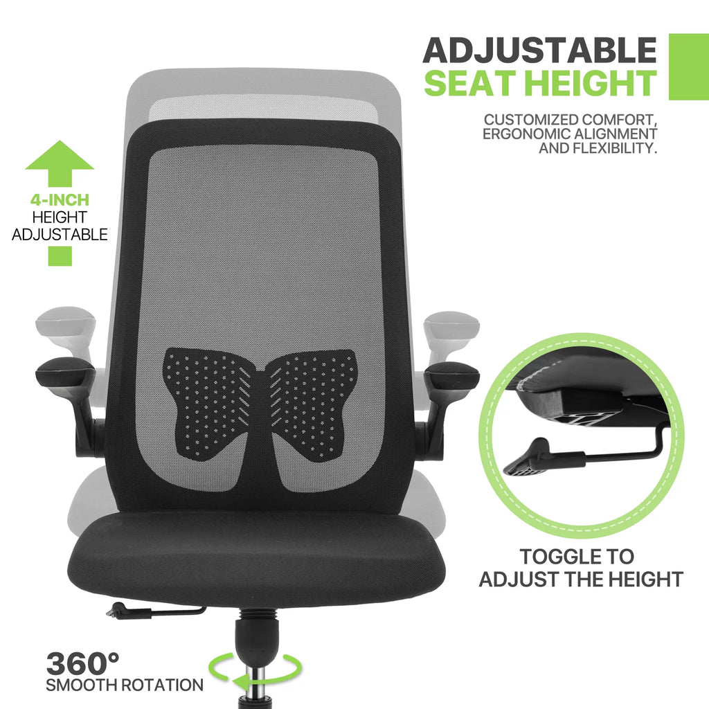 Black Adjustable Mesh Office Chair with Armrest W805