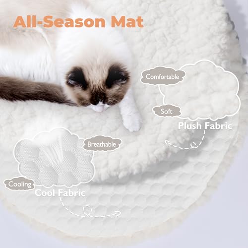 White Wood Cat Tree with Scratching Posts and Flower Platforms A756315