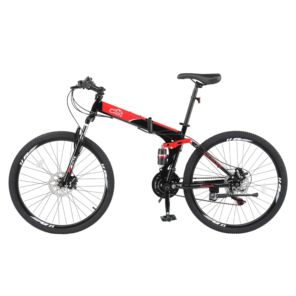 Folding Mountain Bike 21-Speed 26 inch Wheels Red V461243