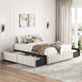 Beige Upholstered Storage Bed with 4 Drawers B824