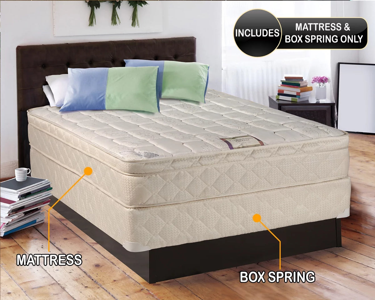 Full Size Innerspring PillowTop Eurotop Mattress Set with Bed Frame R883