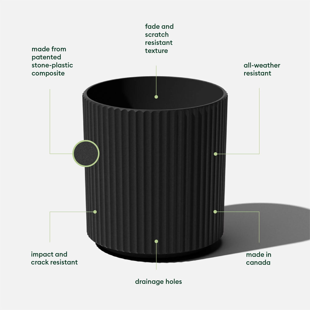 16" Plastic-Stone Planter Black M10211
