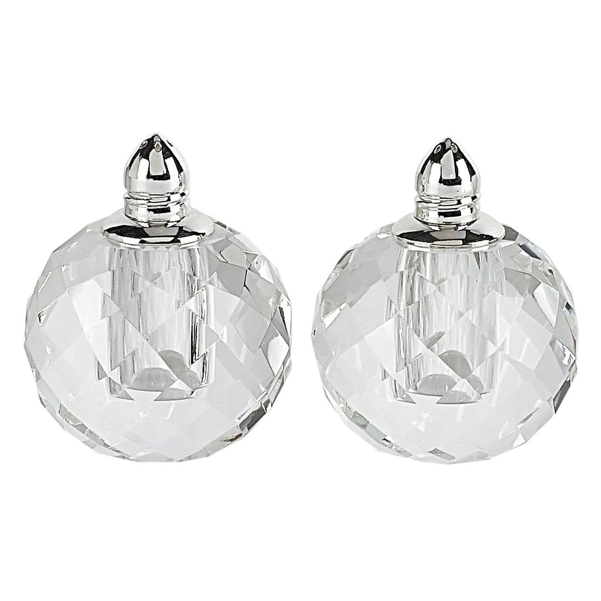 Optical Crystal and Silver Salt & Pepper Shakers B537