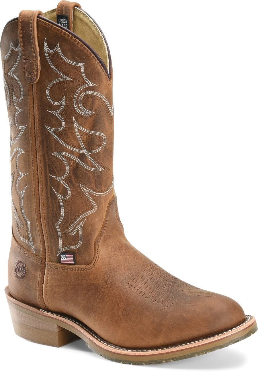 Men's Double H 12 inch Gel Ice Work Western, Size: 8, Brown C669