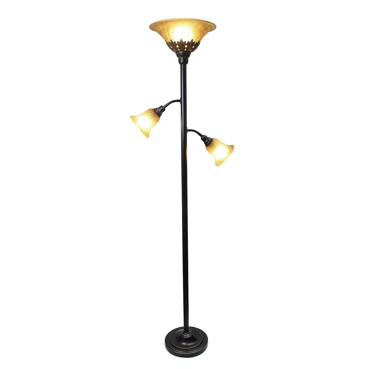 3 Light Floor Lamp with Scalloped Glass Shades Q659223