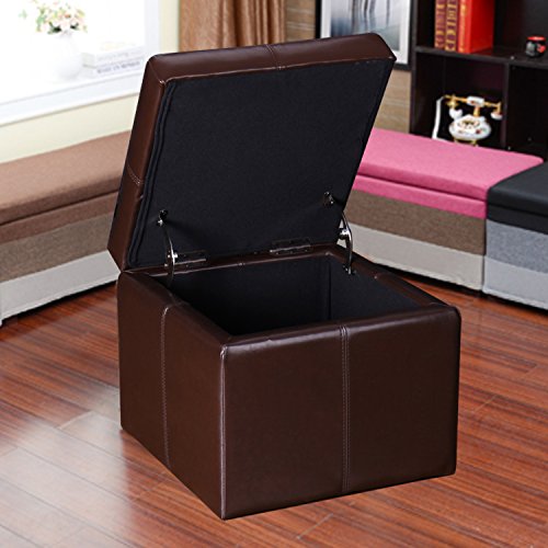 Reddish Brown Faux Leather Storage Ottoman Cube Bench S119114