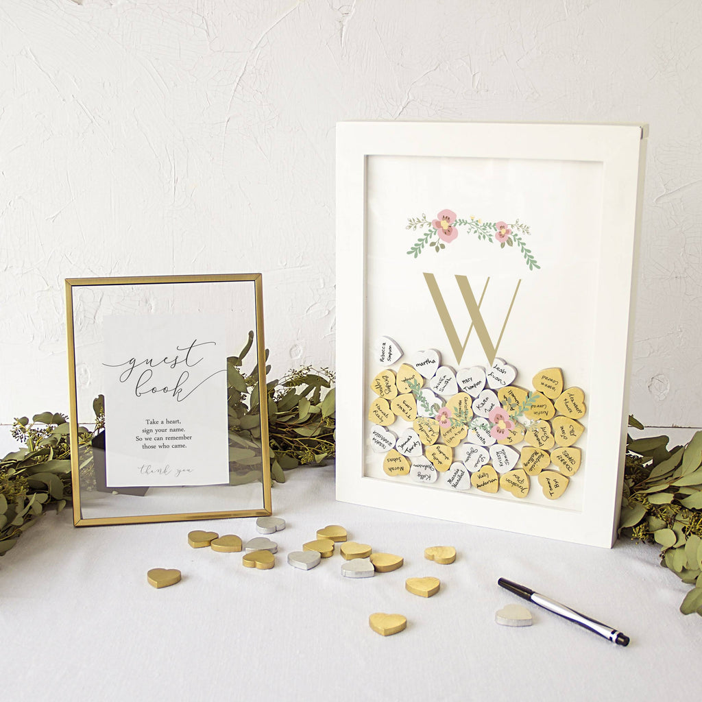 Floral Heart Drop Guestbook J112
