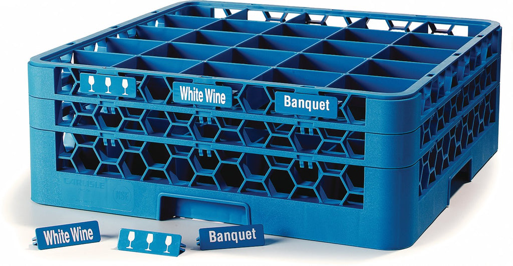 16 Compartment Glass Rack with 2 Extenders, Blue C6605