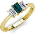 Emerald Cut 6x4 mm London Blue Topaz & Lab Grown Diamond 1 1/3 ctw 3 Stone Engagement Ring 14K Yellow Gold U876603