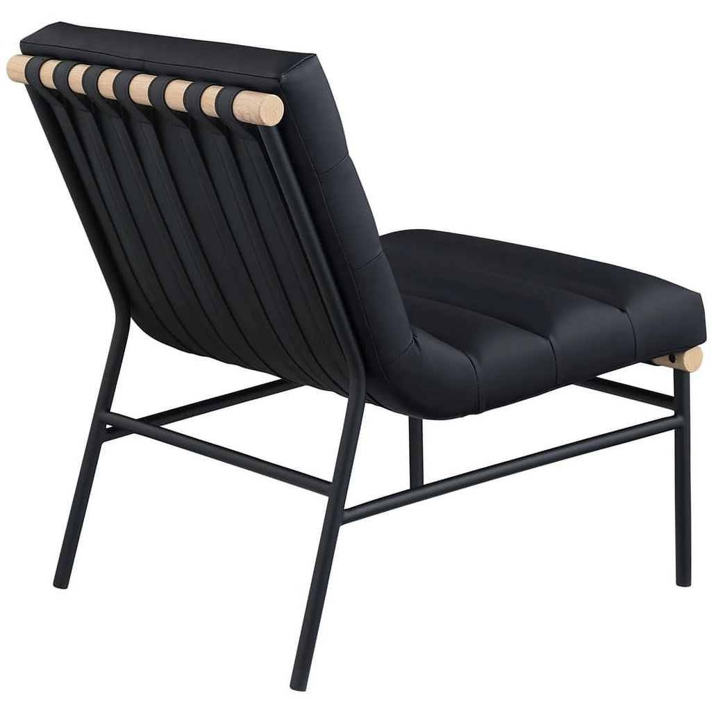 Black Vegan Leather Accent Chair J84834