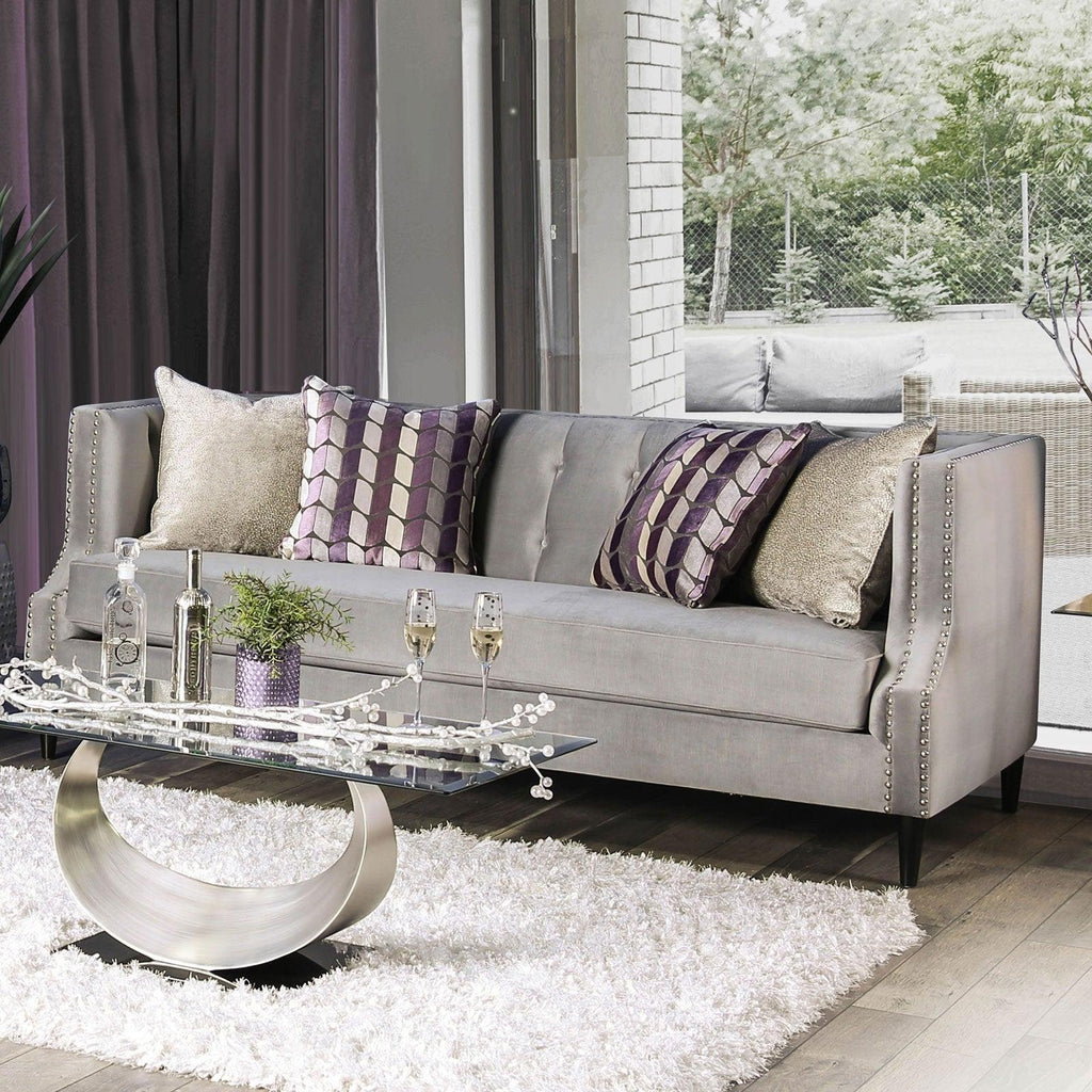 Gray & Purple Living Room Set 3pcs U23388