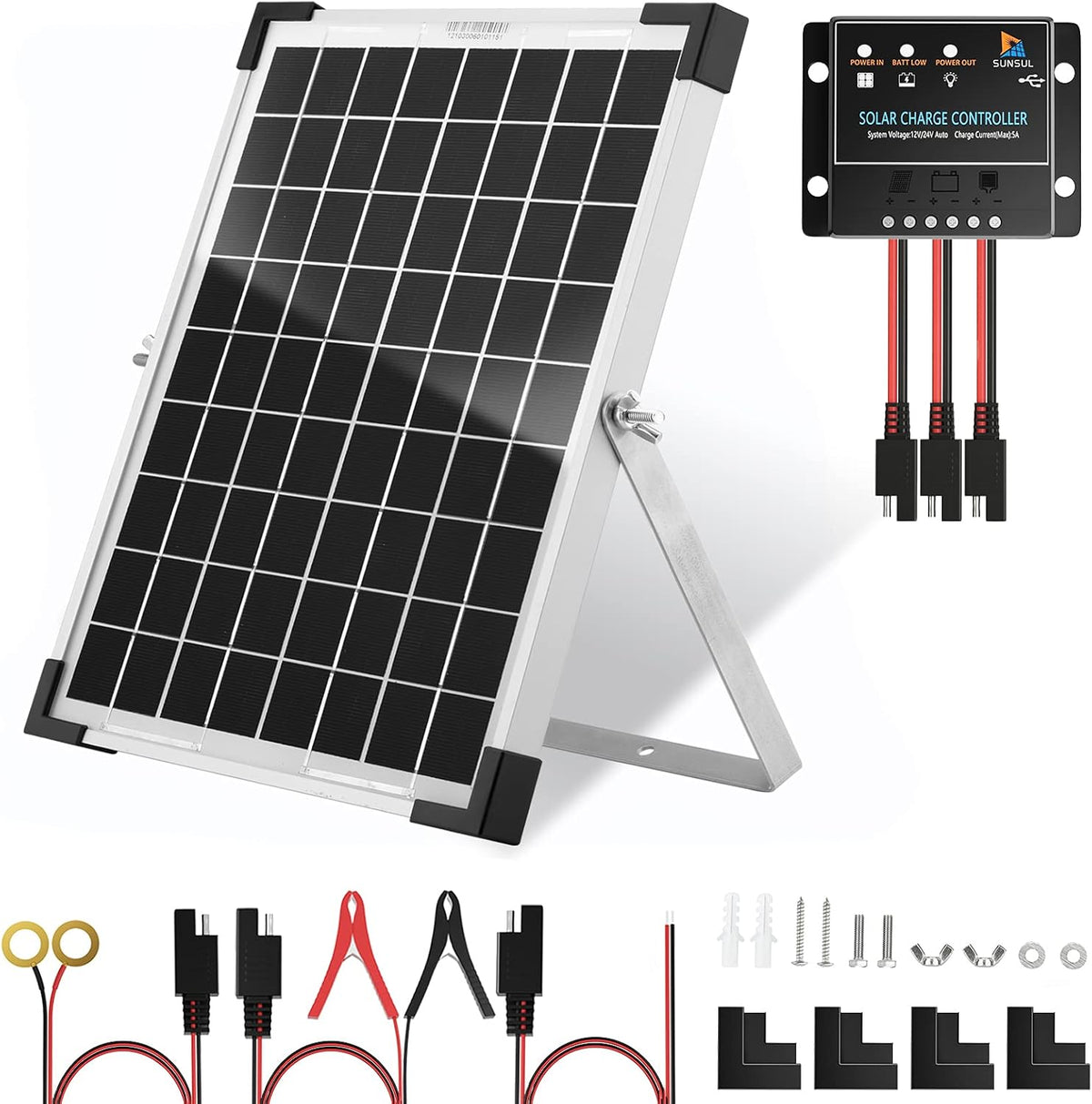 100W 12V Monocrystalline Solar Panel Kit with 30A PWM Charge Controller V262