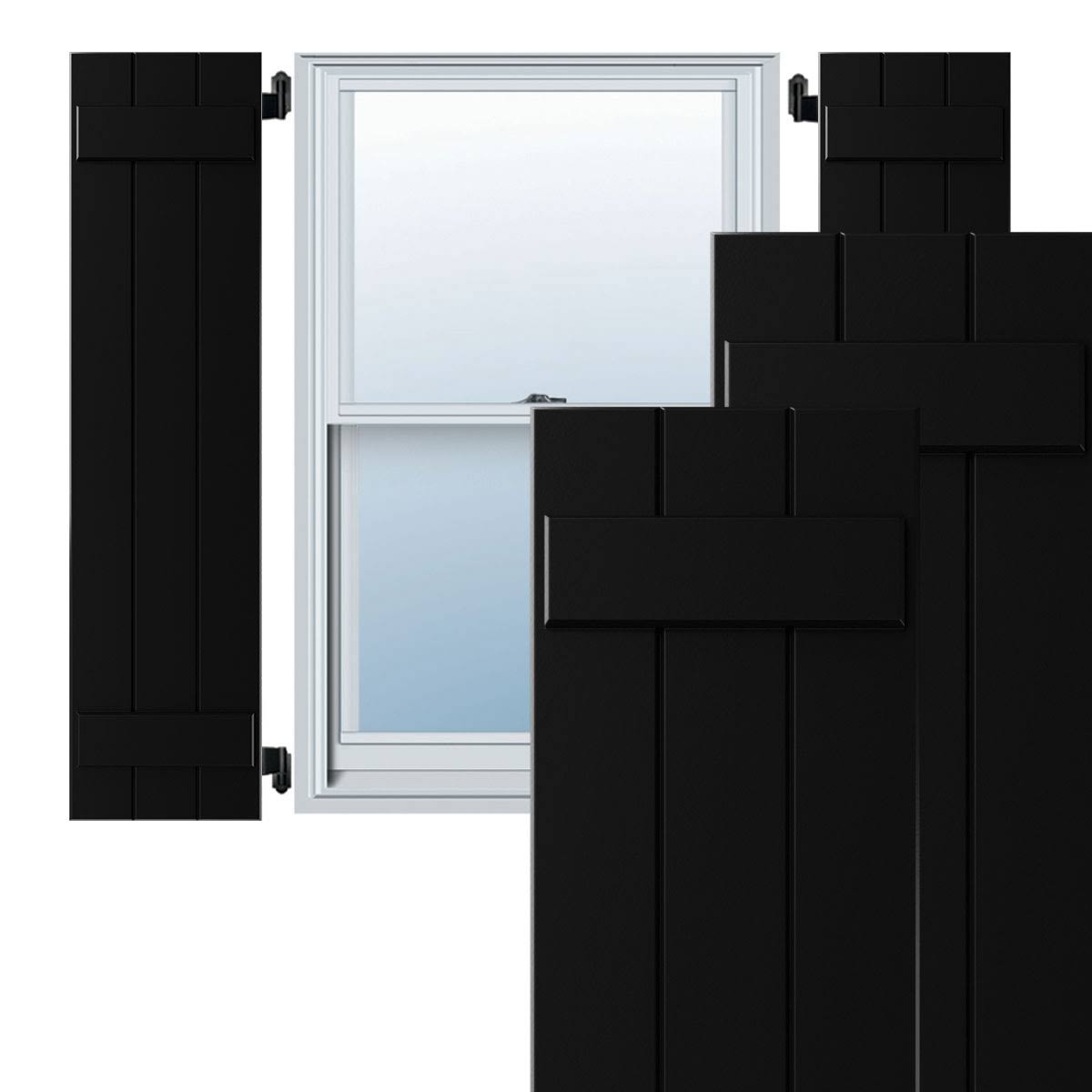 Black Composite Board-n-Batten Shutters (Per Pair) C499551