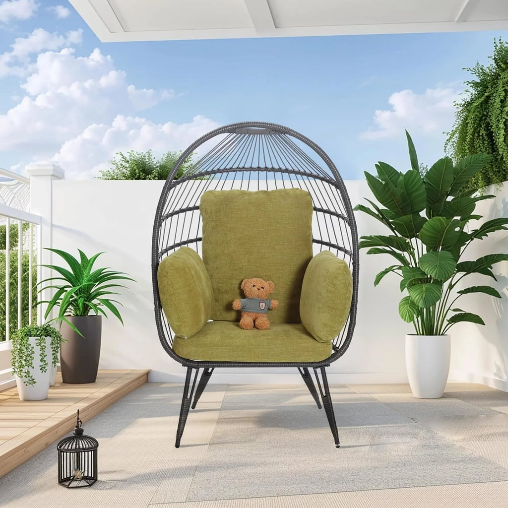 Oversized Wicker Egg Chairs Set of 2 with Cushions G248762