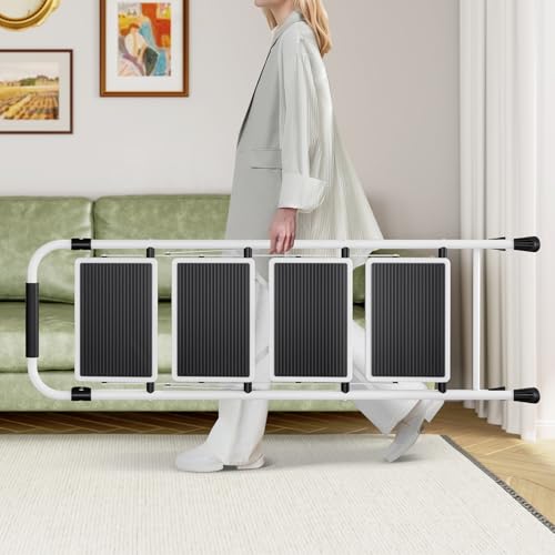 4 Step Folding Steel Step Ladder with Handrails White U298