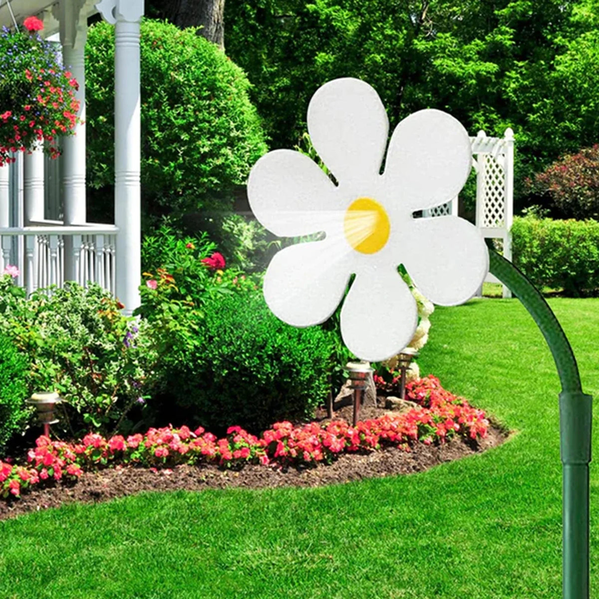 White Flower Shaped Dancing Sprinklers Lawn Watering with 2pcs Adapter O170