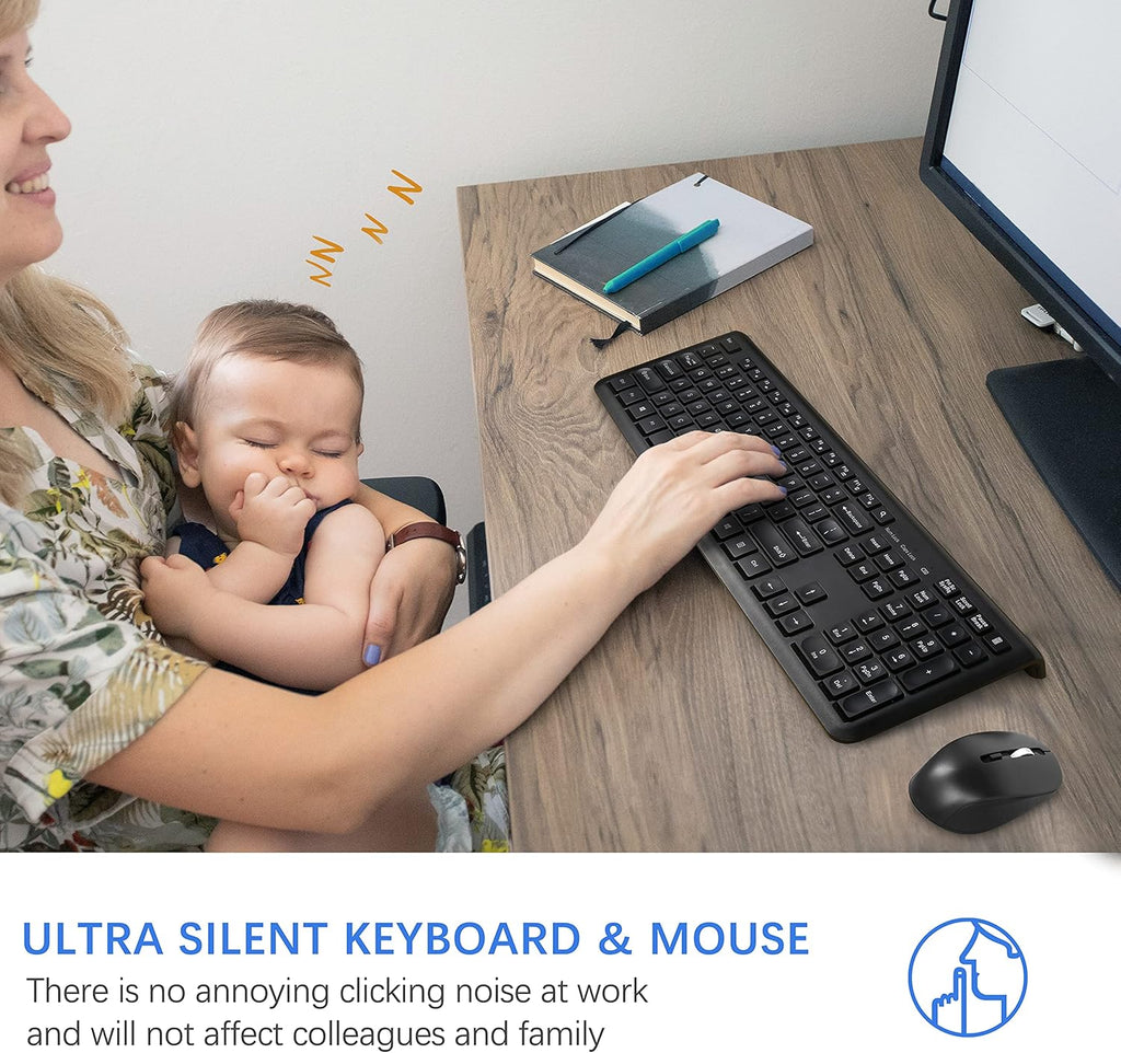 Wireless Silent Keyboard and Mouse Combo with Calculator Button D2597