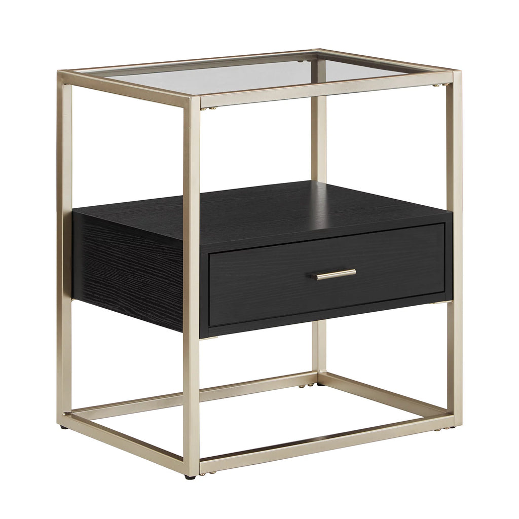 Metal and Wood Rectangular End Table with Storage N66181