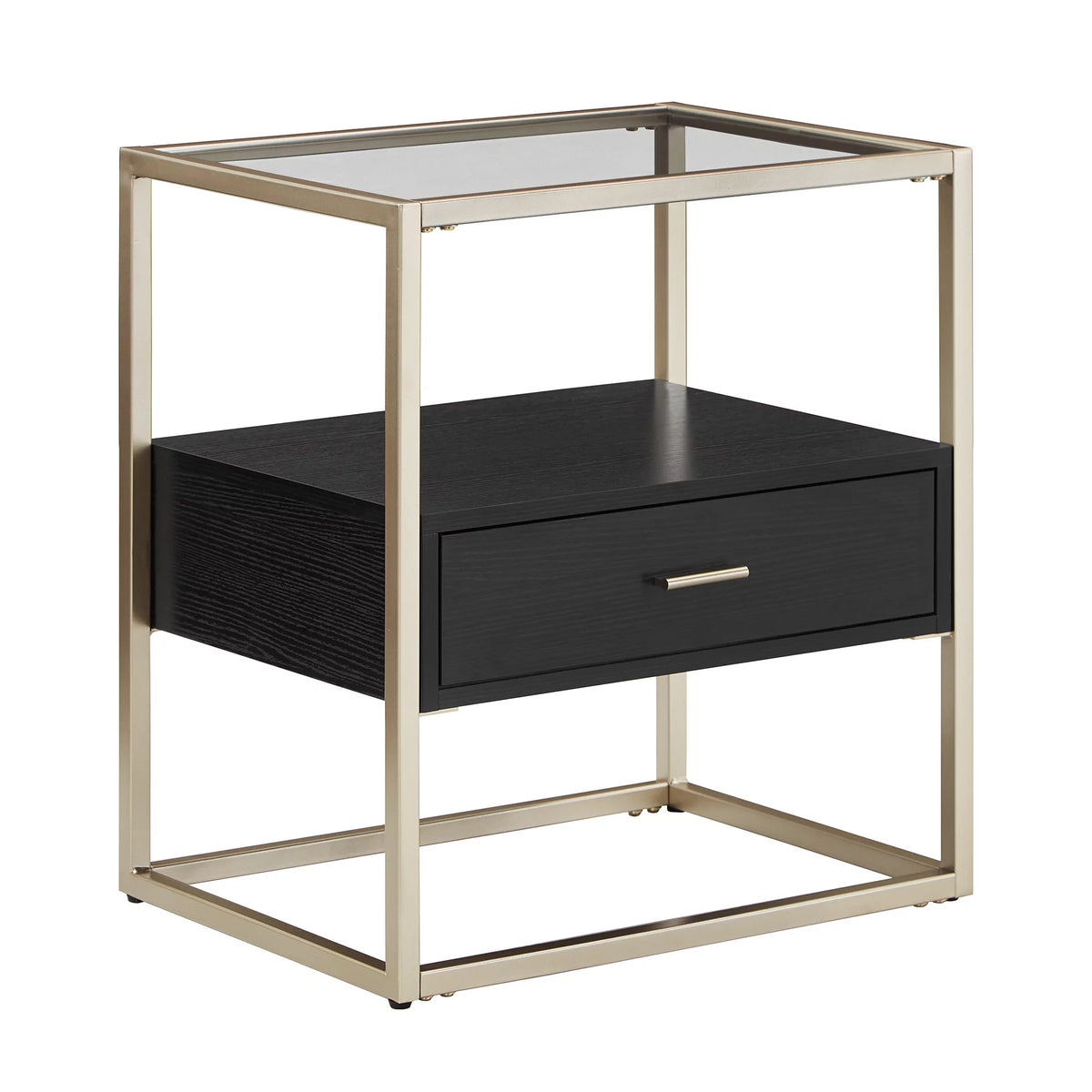 Metal and Wood Rectangular End Table with Storage N66181