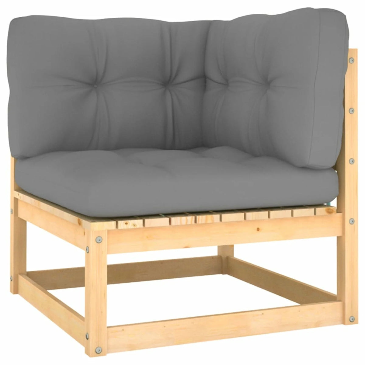 13 Piece Gray Cushioned Pinewood Sectional Outdoor Furniture Set X64444