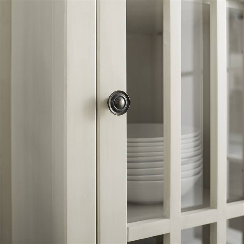 Antique White 3-Shelf Glass Curio Cabinet S821714