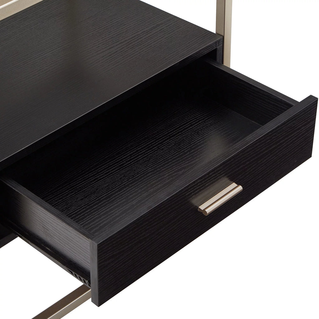Metal and Wood Rectangular End Table with Storage N66181