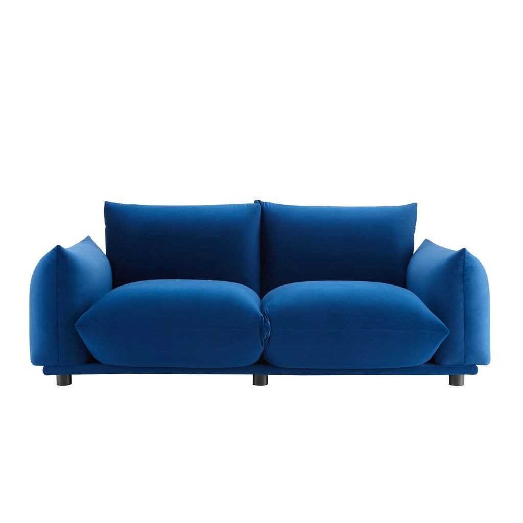 Navy Performance Velvet Loveseat O5838