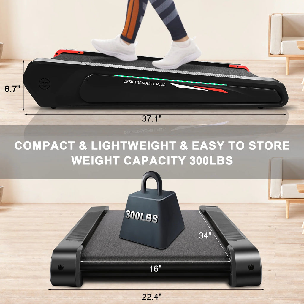 Walking Pad Treadmill with 5% Incline, 2.5HP, Black & Red R993